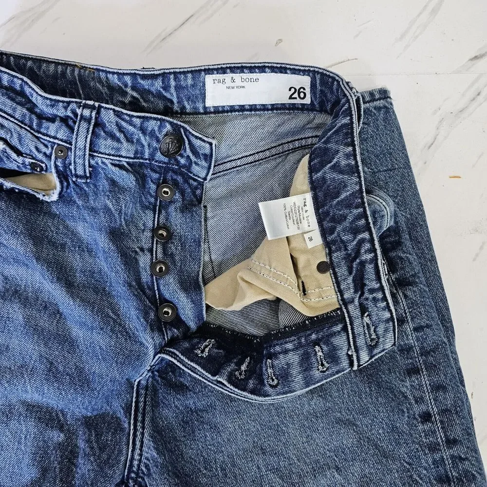 Rag & Bone Womens 26 Rachel Barrel Leg Siesta Wash Denim Button‎ Fly Jeans
